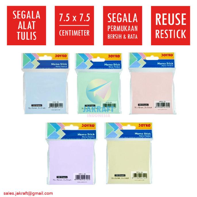 

Kertas Memo Stick Pastel Tempel Joyko Mms-30 Sticky Note Warna Lengkap Kode 85