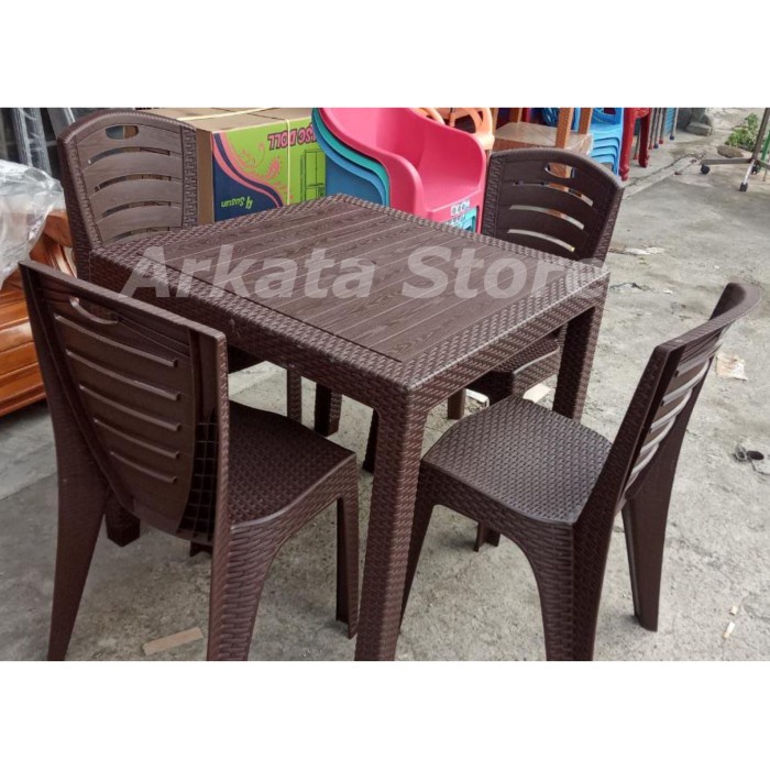 1 Set Meja Makan Plastik Olymplast 4 Kursi Ol 203