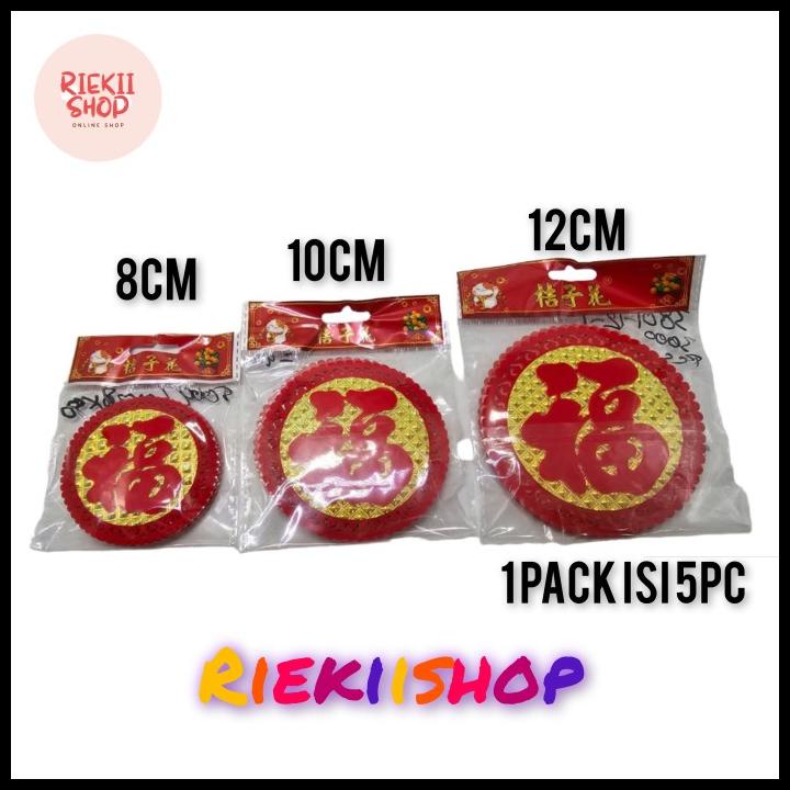 

HOT DEAL STICKER FU BENTUK BULAT WARNA MERAH WARNA EMAS 1 PACK ISI 5BH BLUDRU !