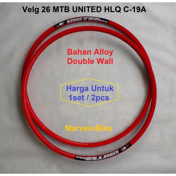 Promo Rim Velg Sepeda 26 Mtb United 32/36 Hole