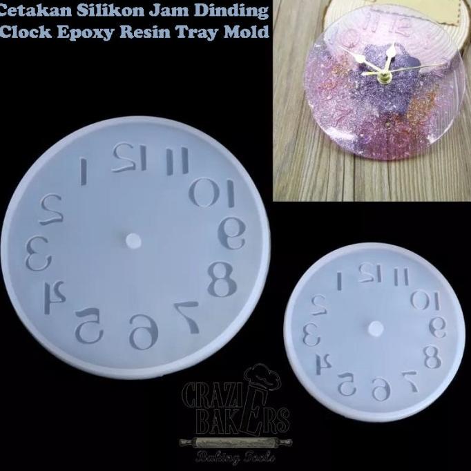 Cetakan Silikon Jam Dinding Clock Epoxy Resin Tray Mold Es
