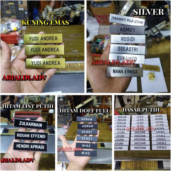 

papan nama dada grafir/ukir nametag grafir ukuran 28 cm magnet