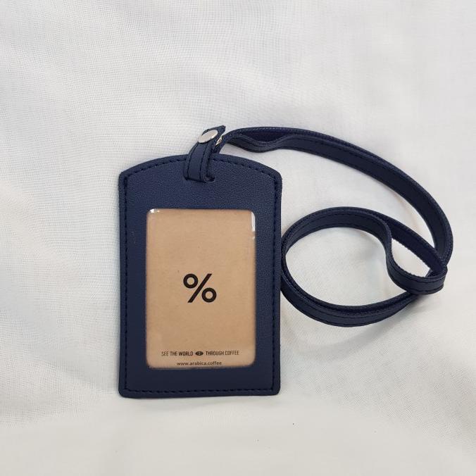 

Lanyard ID Card Holder Name Tag Kulit Sintetis Tali Kancing navy