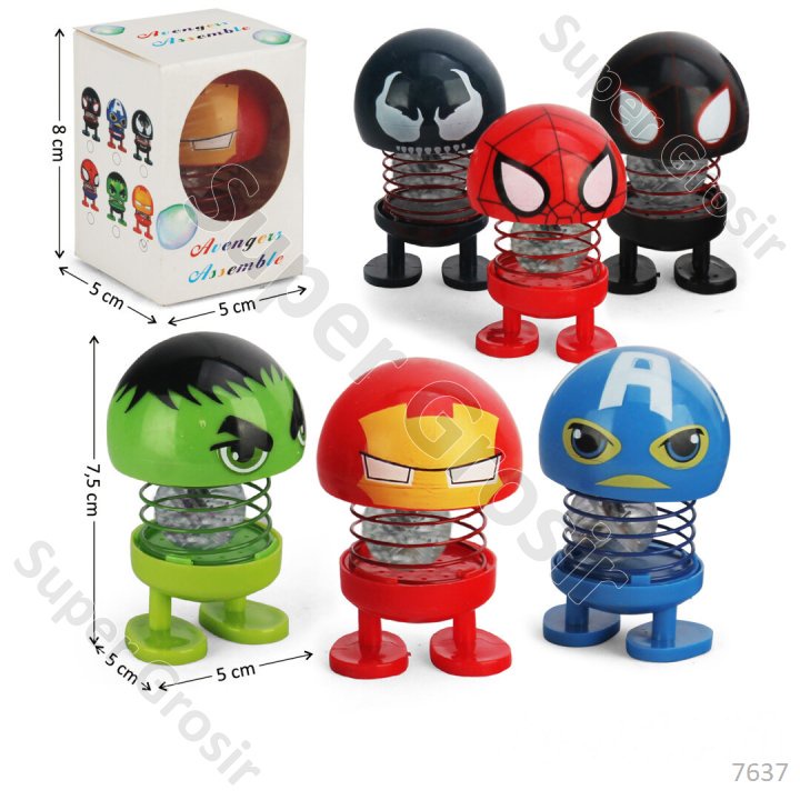 Pajangan Mobil Spring Doll Mirip Karakter Avengers LED Avengers Assemble