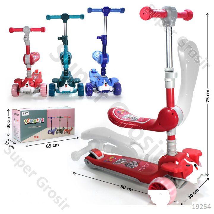 Mainan Anak Scooter Duduk Roda 3 B/O Musik Lampu_Scooter Roda 3_Scooter Kick board Skuter Otoped Ana