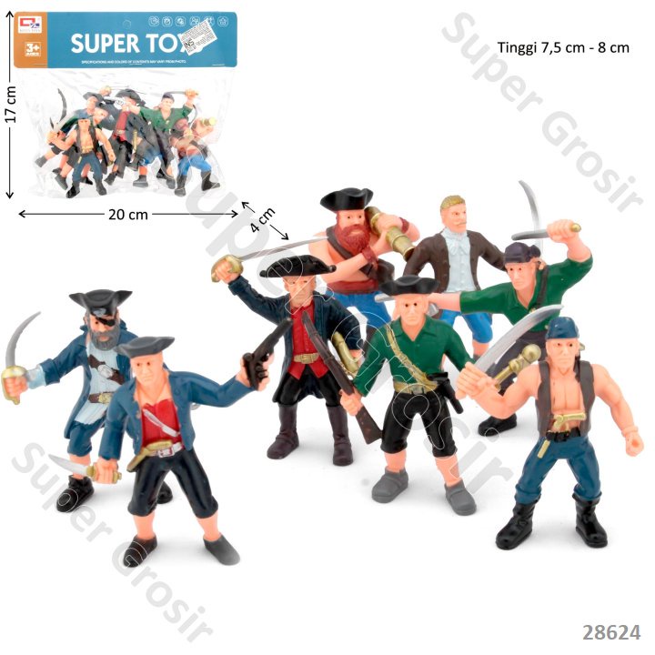 Mainan Anak Figure Bajak Laut Super Toys _ Action Figur Pajangan isi 8pcs karakter Crew Bajak Laut