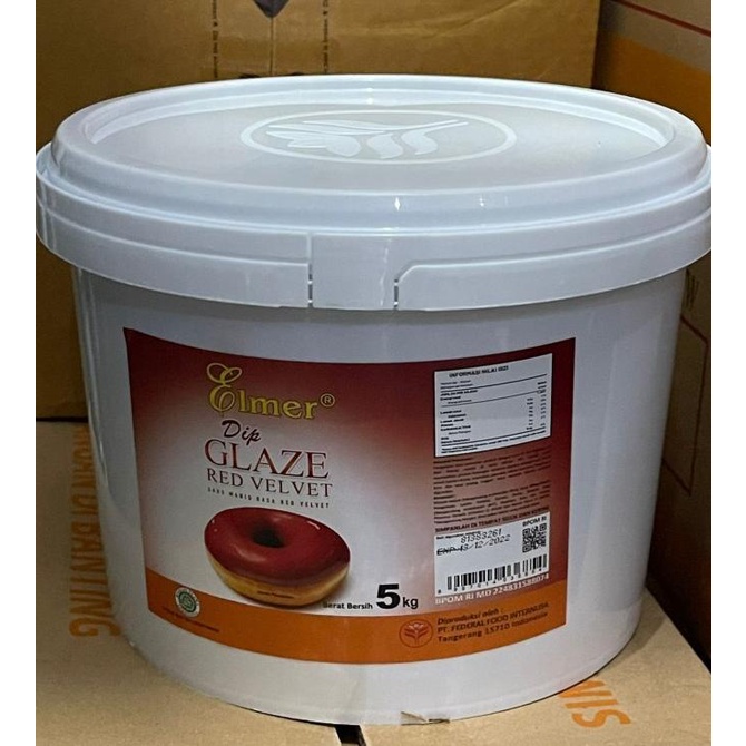 

Laris Elmer Dip Glaze - Topping Donat Red Velvet 5kg - Gosend Grab