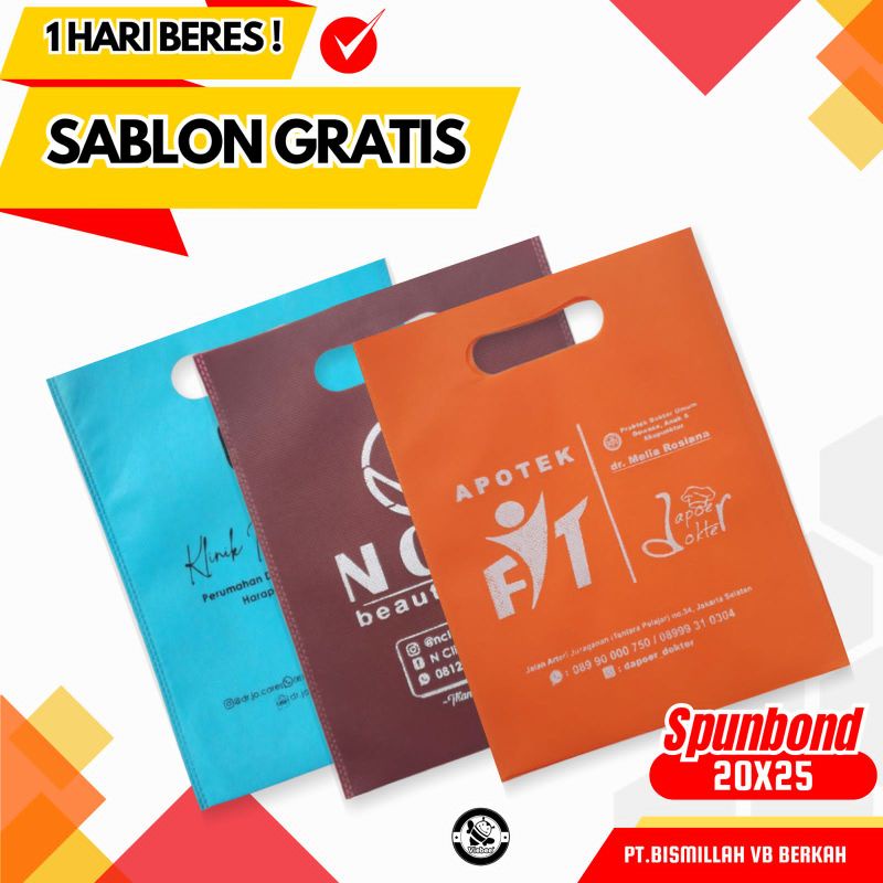 

GOODIE BAG OVAL SPUNBOUND TERLARIS SOUVERNIR WEDDING TASYAKURAN KHITAN ULTAH FREE CUSTOM SABLON FOP 20X25