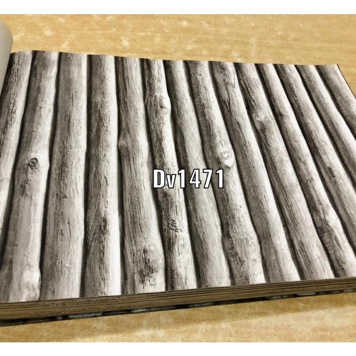 WALLPAPER DINDING MOTIF POHON KAYU COKLAT NATURAL 3D