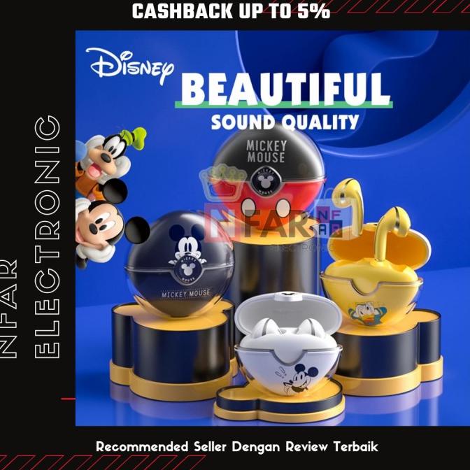 Earphone Bluetooth Tws Disney Mickey Mouse Tws Headset Model Lucu Pink