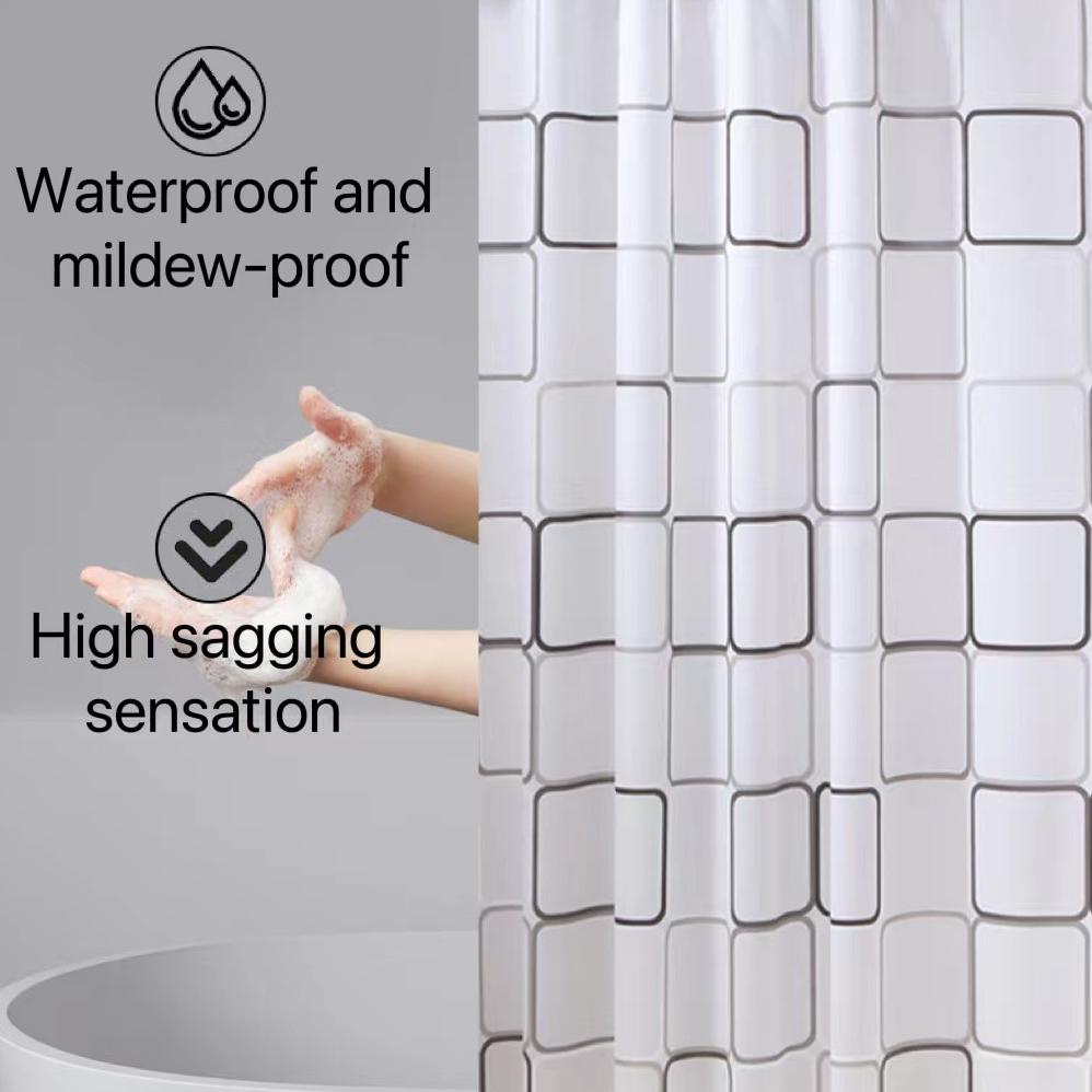 YHOME Tirai Kamar Mandi Bahan Tebal / Shower Curtain / Tirai Plastik Anti Jamur / Sudah Dilengkapi P