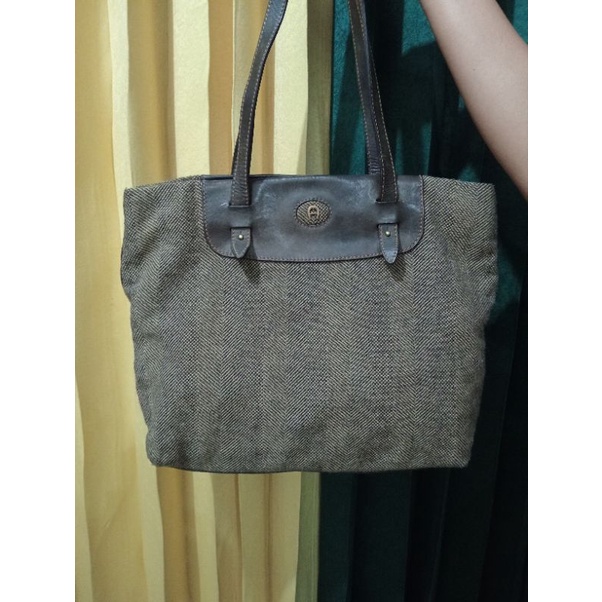 Tas Bag Aigner Canvas Authentic Second