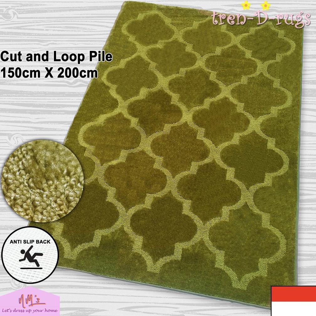 Tren-D-rugs Karpet plush lantai permadani tebal halus motif 3D timbul anti slip 150 cm x 200 cm -NMs