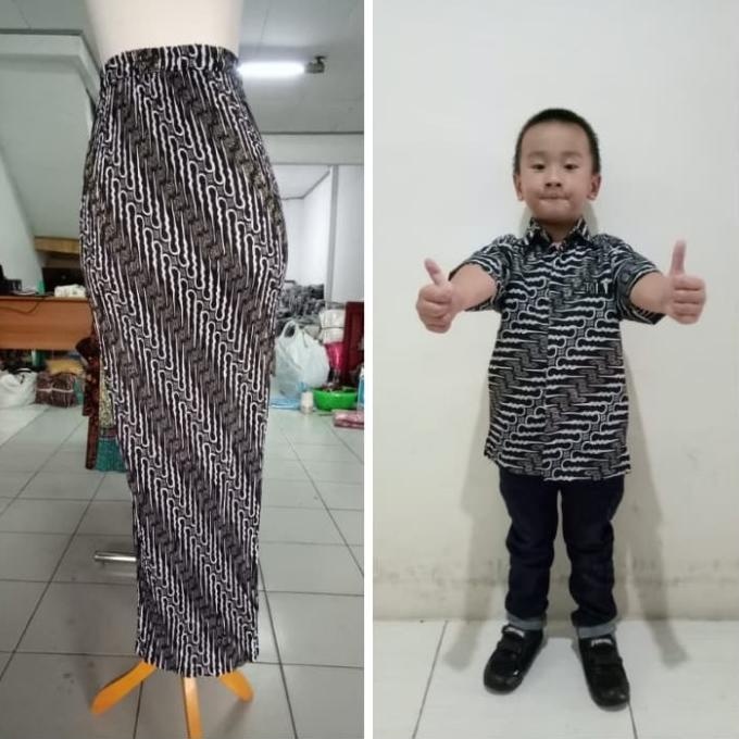 Couple Rok Instan Plisket Jumbo Purnamasari Kombi Kemeja Batik Anak Stok Terbatas
