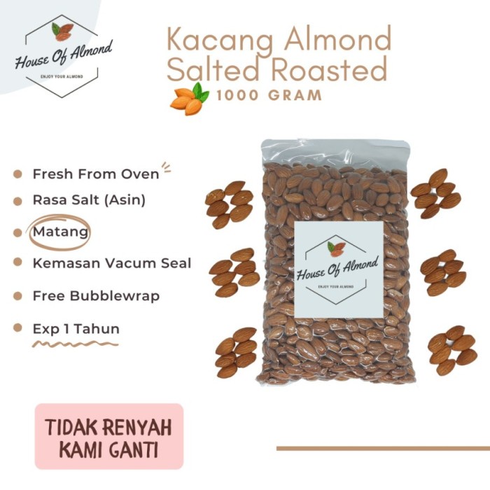 

Kacang Almond Salted Roasted (Almond Asin Panggang) 1Kg