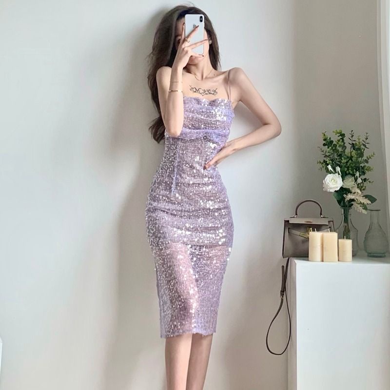 Women's Sequined Banquet Sexy Slip Dress