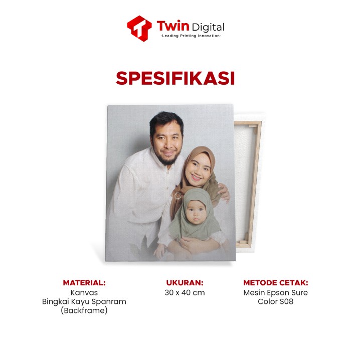 

Custom Cetak Foto Family Kanvas Spanram + Frame - Spanram 30X40 Cm