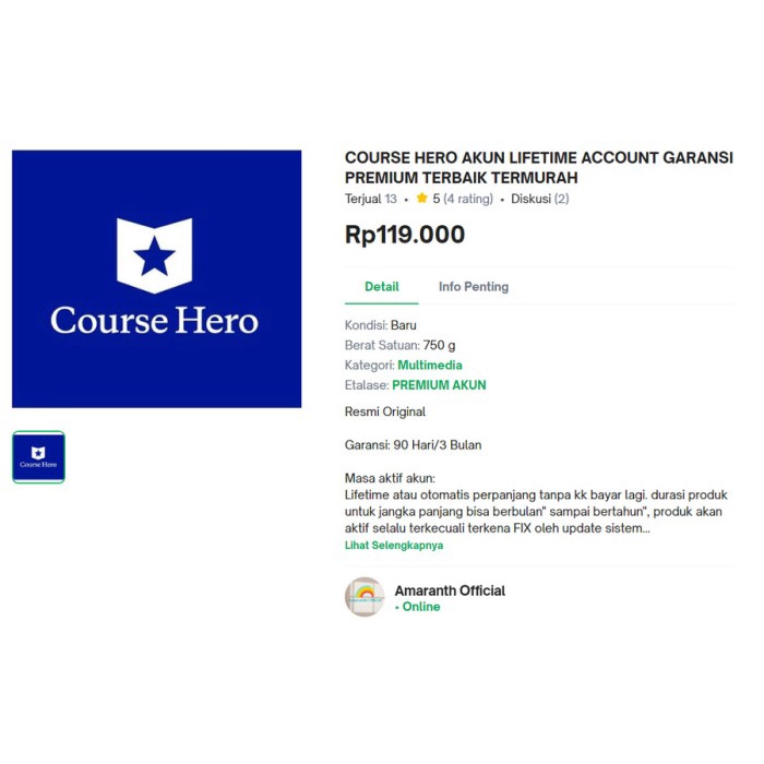 Course Hero Premium Garansi @K U N Lifetime