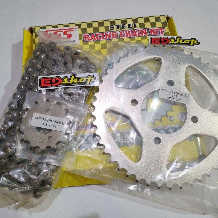 ✨COD Gear Set 428 Thunder 125 Ori Sss Chainkit Rantai Hitam Original Tebel Terbatas