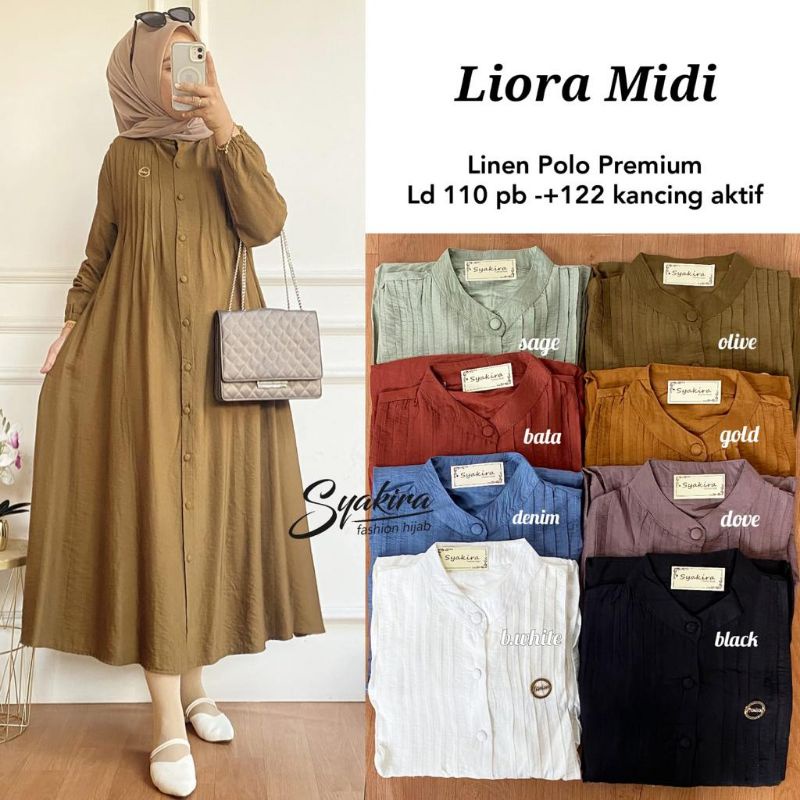 LIORA RIKA MIDI GAMIS MUSLIM POLOS matt linen polo premium ORI BY SYAKIRA