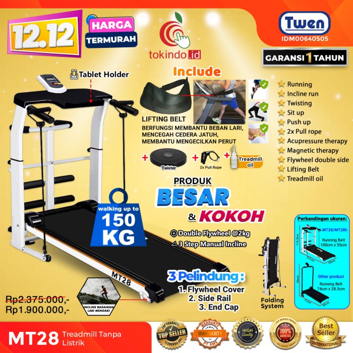 Treadmill Manual Alat Fitness Multifungsi Twen 5 in 1 Twen MT21 MT28