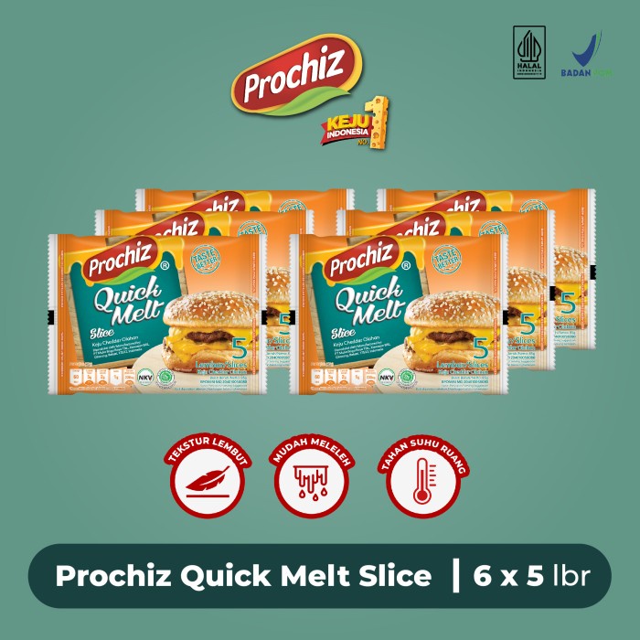 

Terbaru Keju Prochiz Quick Melt Slice 5'S Paket 6 Pcs Promo Terlaris