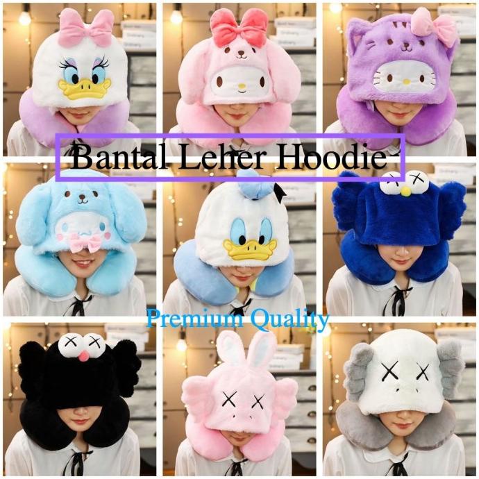 Bantal Leher Hoodie Karakter Disney Melody Lucu U-Shaped Travel