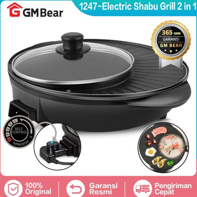 GM Bear Panggangan Listrik Hot Pot Shabu 1247 - Hot Pot Grill BBQ
