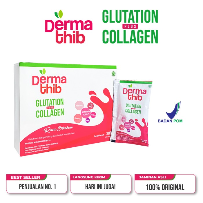 Dermathib Glutation Collagen Drink Minuman Serbuk Pemutih Badan Bpom
