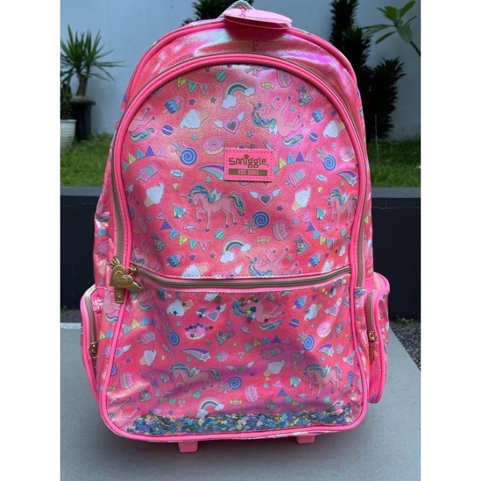 Smiggle Backpack Trolley Unicorn Tas Troli Dorong Pink Original
