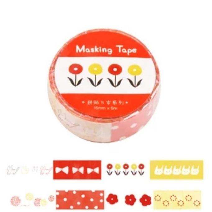 

5m Bunga Cat Collage Masking Washi Tape Selotip Solasi Lucu Agenda