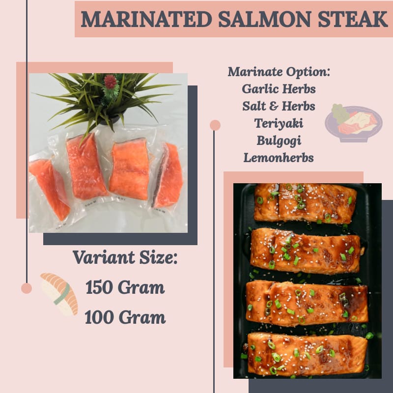 

Marinasi Fresh Salmon 100Gram / Salmon Bumbu / Ready To Grill