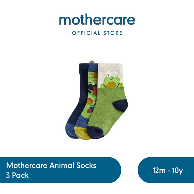 Mothercare Animal Socks - 3 Pack - Set Kaos Kaki Anak Laki-laki (Multicolor)
