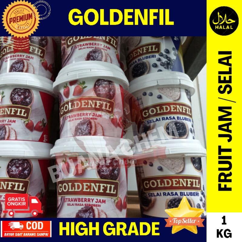 

Goldenfil Stawberry Blueberry Fruit Jam 1Kg / Selai Stoberi Bluberi Rasa Buah