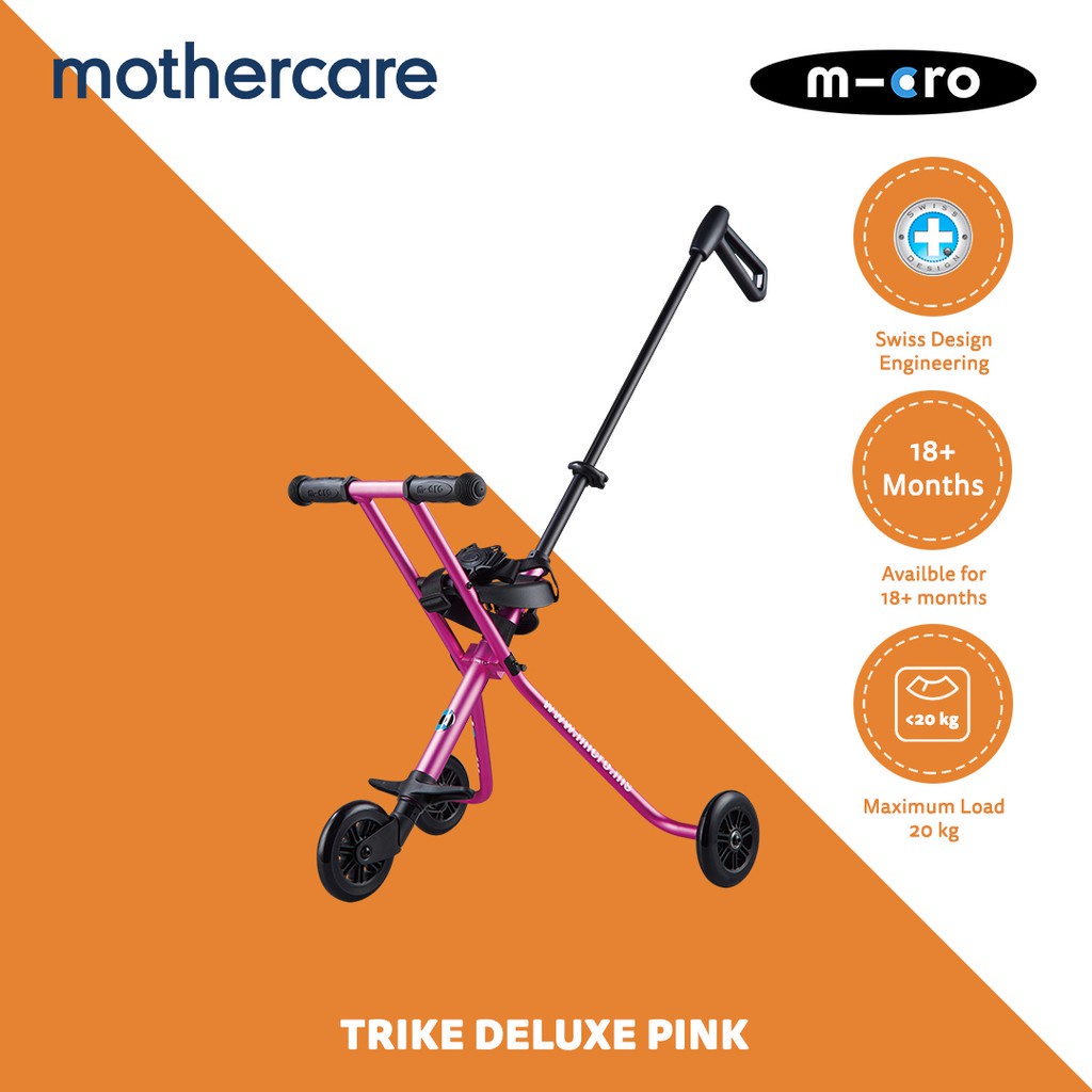 Micro Trike Deluxe Pink - Sepeda Dorong Stroller Anak Bayi