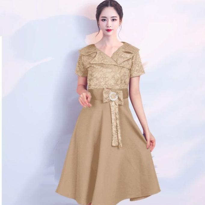 {natal} Gaun Dress Natal Gereja Remaja Wanita 2021 Mewah Yuna Brokat Fit To L TERLARIS