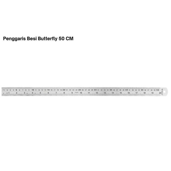 BESI 50cm Penggaris Butterfly Stainless Steel Ruler Mistar ATK1534BF