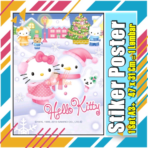 Stiker Poster A3 Hello Kitty My melodi kucing Karton Pink Lucu Imut Anak Gambar Cetak Sticker Custom