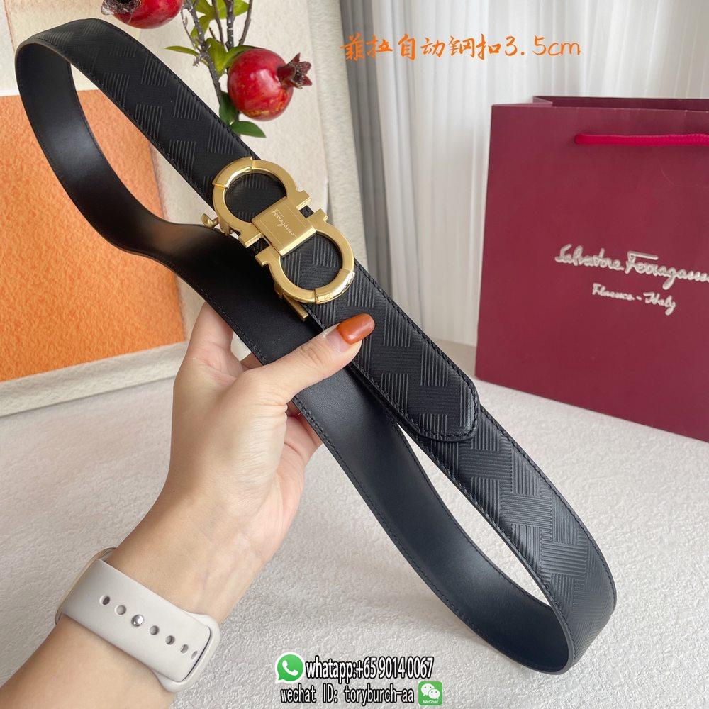 Ferragamo men's slide buckle belt automatic waistbelt adjustable leather men's belt without hole