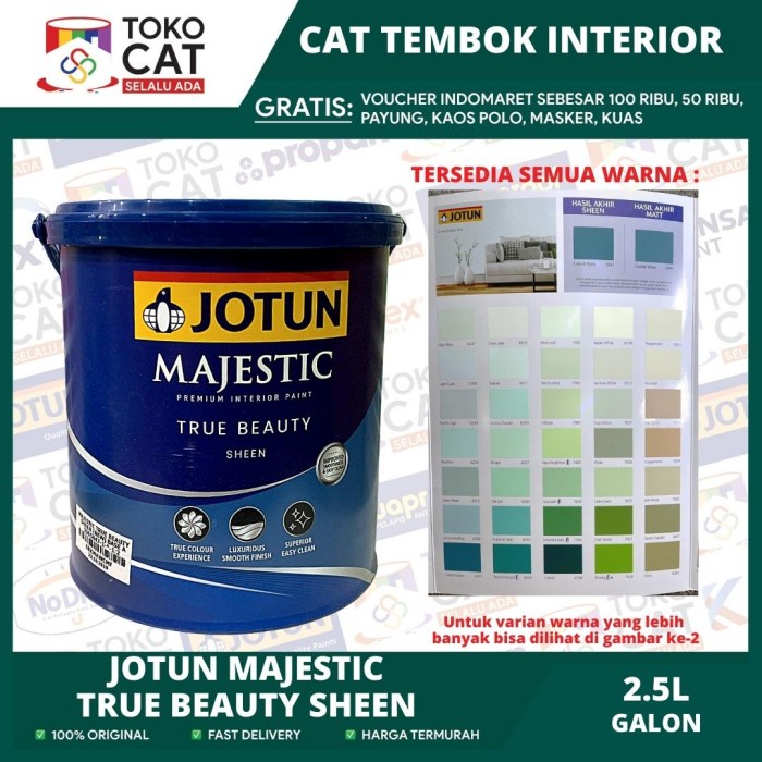 Cat Tembok Interior Jotun Majestic True Beauty Sheen Warna White 2.5 Liter Galon // Cat Tembok Interior // Cat Tembok Premium