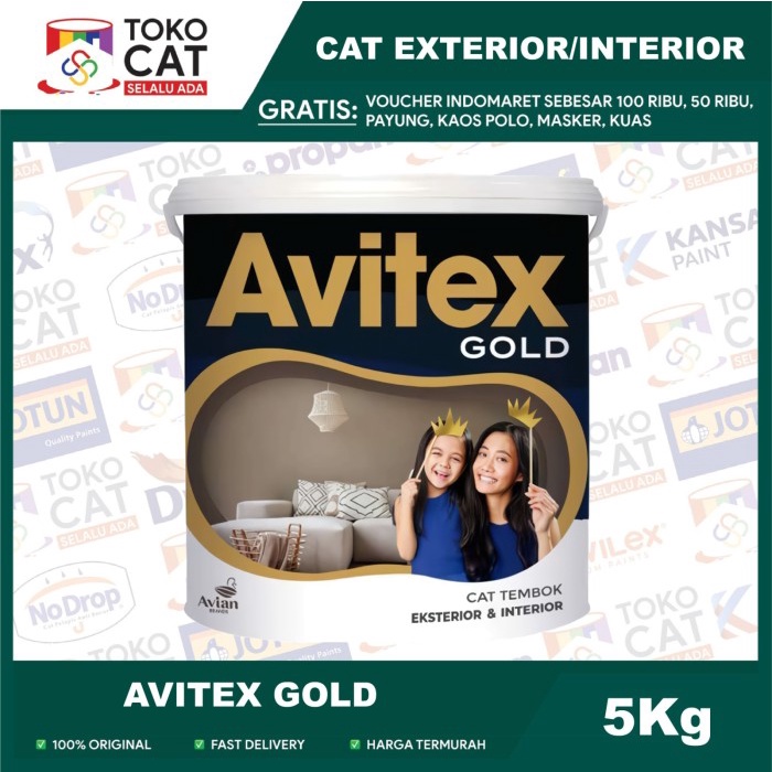 Cat Tembok Dalam Avian Avitex Gold Interior Warna Putih 5 Kg Galon  //Cat Tembok Interior