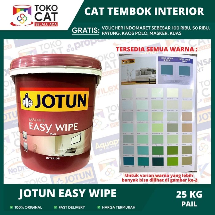 Cat Tembok Dalam Anti Noda Jotun Easy Wipe Warna Putih Ukuran 25 Kg Pail INSTANT SAMEDAY