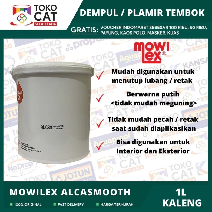 Dempul / Plamir Penambal Tembok Mowilex Alcasmooth 3 Kg Galon // Dempul Tembuk Luar // Dempul Tembok