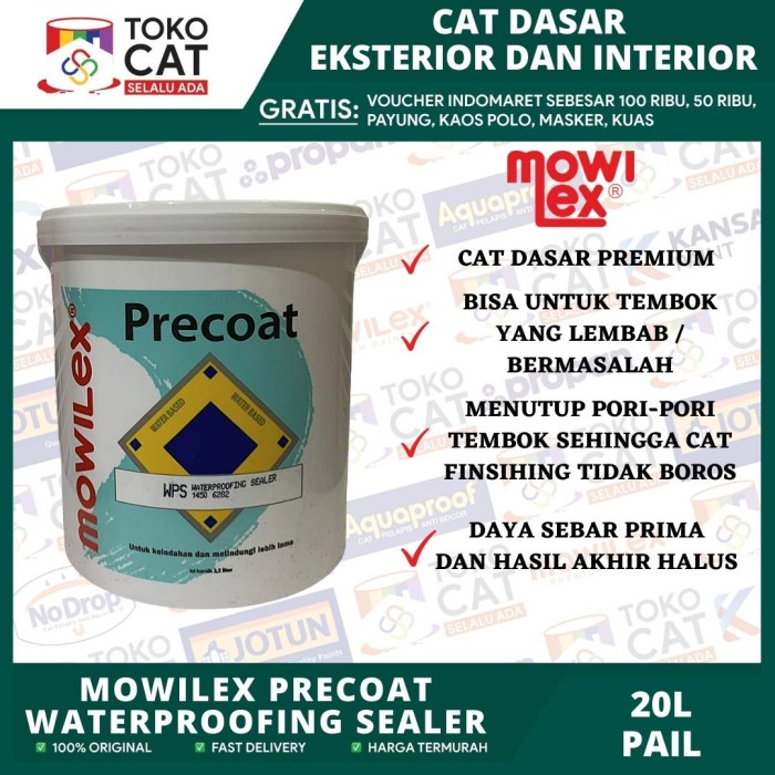 Cat Dasar Tembok Luar Dan Dalam Mowilex Precoat Waterprofing Sealer Wps Tembok Cat Dasar Tembok 20 L