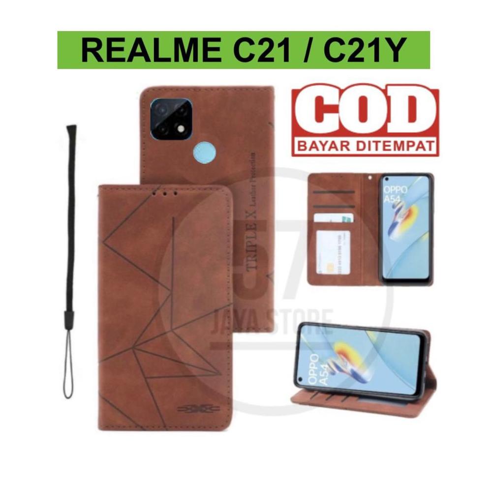 ORIGINAL CASE REALME C21 / C21Y FLIP CASE MAGNET TERBARU / SARUNG HP DOMPET KULIT / LEATHER FLIP COV