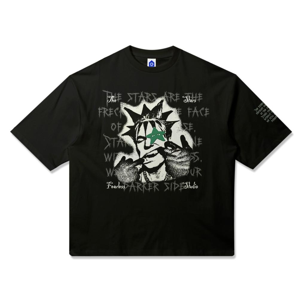 Fearless Studio Boxy Tshirt Oversized  - The Stars Black Kaos Boxy Oversize Hitam