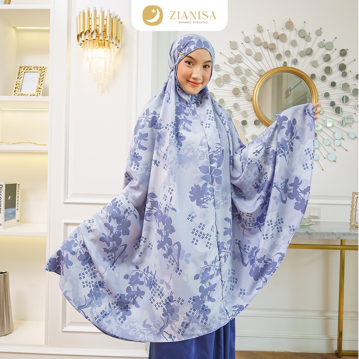 [Original] Mukena Premium Silk Mukena Zianisa Zahara Navy Allsize Terbatas