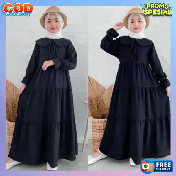 Baju Ngaji Murah Modern Dres Harian Kekinian Longdress Cewek Armey Kids Ten Gamis Anak Tanggung Usia