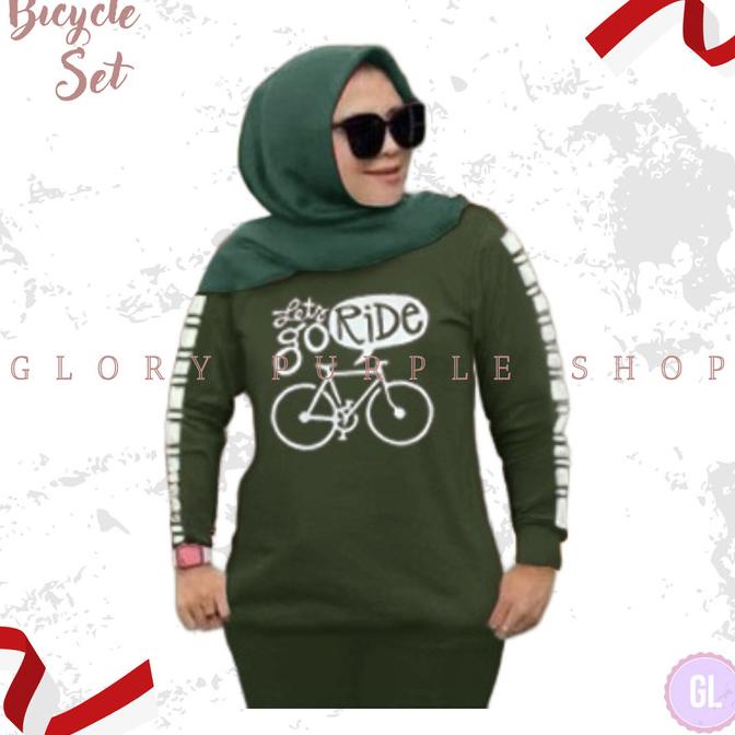 Stelan Training Bcl/Baju Zumba/Baju Senam/Baju Olahraga Muslimah - L, Army