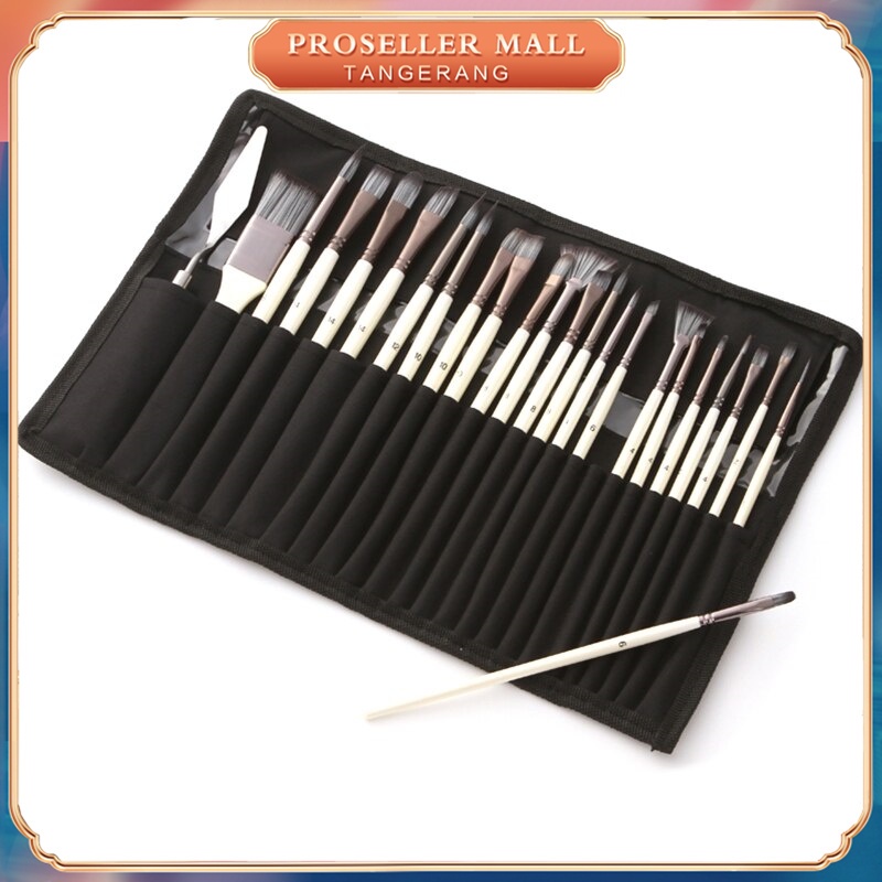 

24Pcs Kuas Lukis Set / Artist Paint Brushes Set Untuk Artist Acrylic Painting, Watercolor, Oil